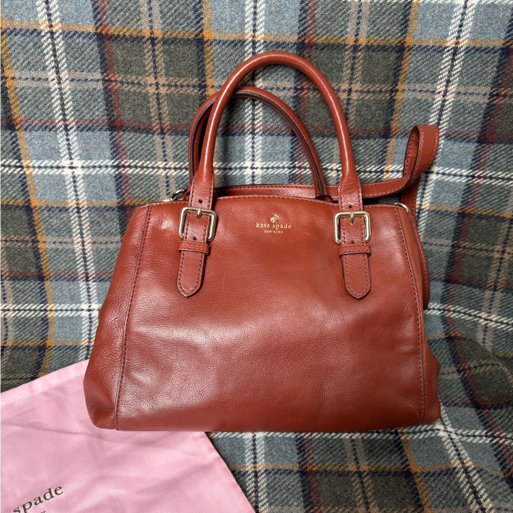 kate spade Leather Satchel Bag in Warm Brown